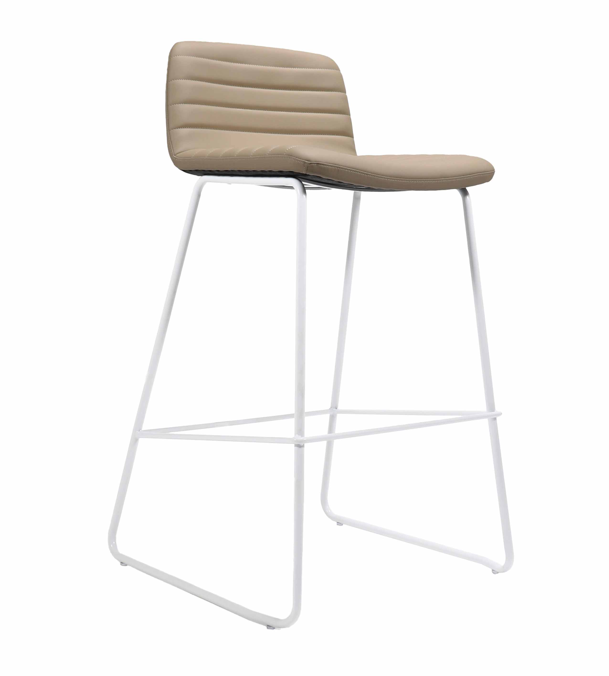 Pixel Counter Stool - Almond PU with White Frame